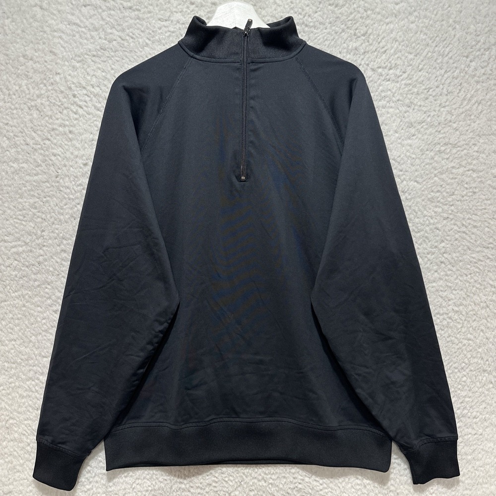 FJ Footjoy Men's Black 1/4 Zip Golf Stretch Pullover Long Sleeve Mock Neck